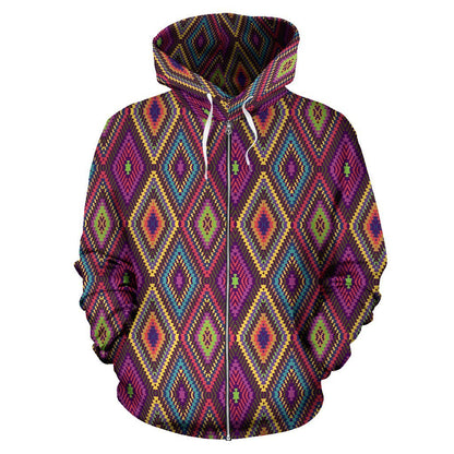 Southwestern Print Zip Up Hoodie