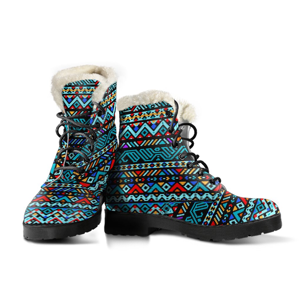 Southwestern Style Faux Fur Leather Boots-JTAMIGO.COM
