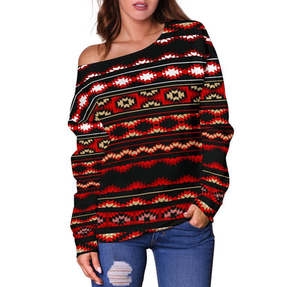 Southwestern Themed Off Shoulder Sweatshirt
