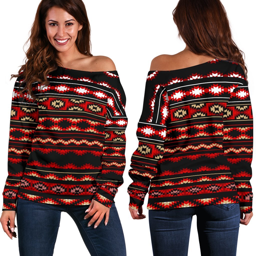 Southwestern Themed Off Shoulder Sweatshirt