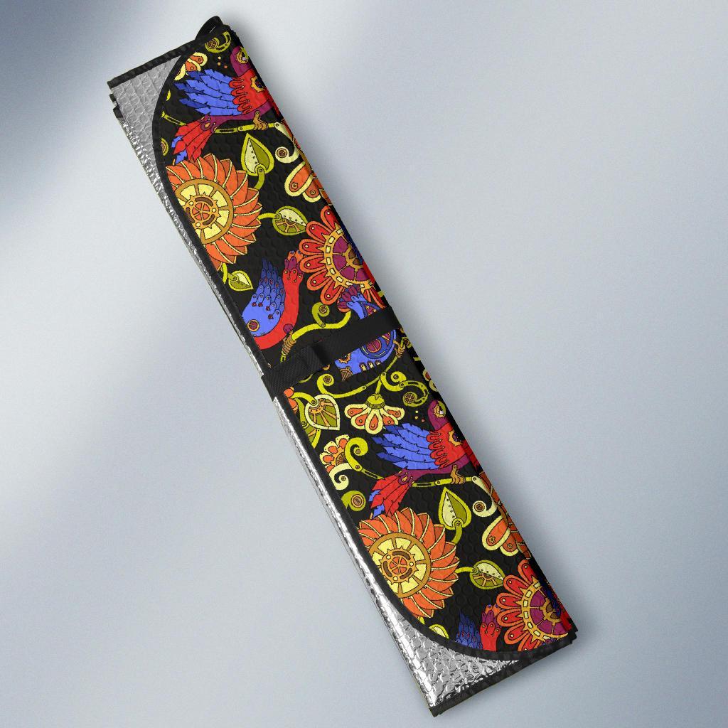 Steampunk Bird Design Themed Print Car Sun Shade For Windshield