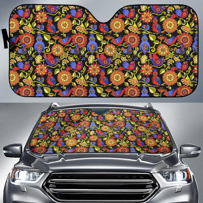 Steampunk Bird Design Themed Print Car Sun Shade For Windshield