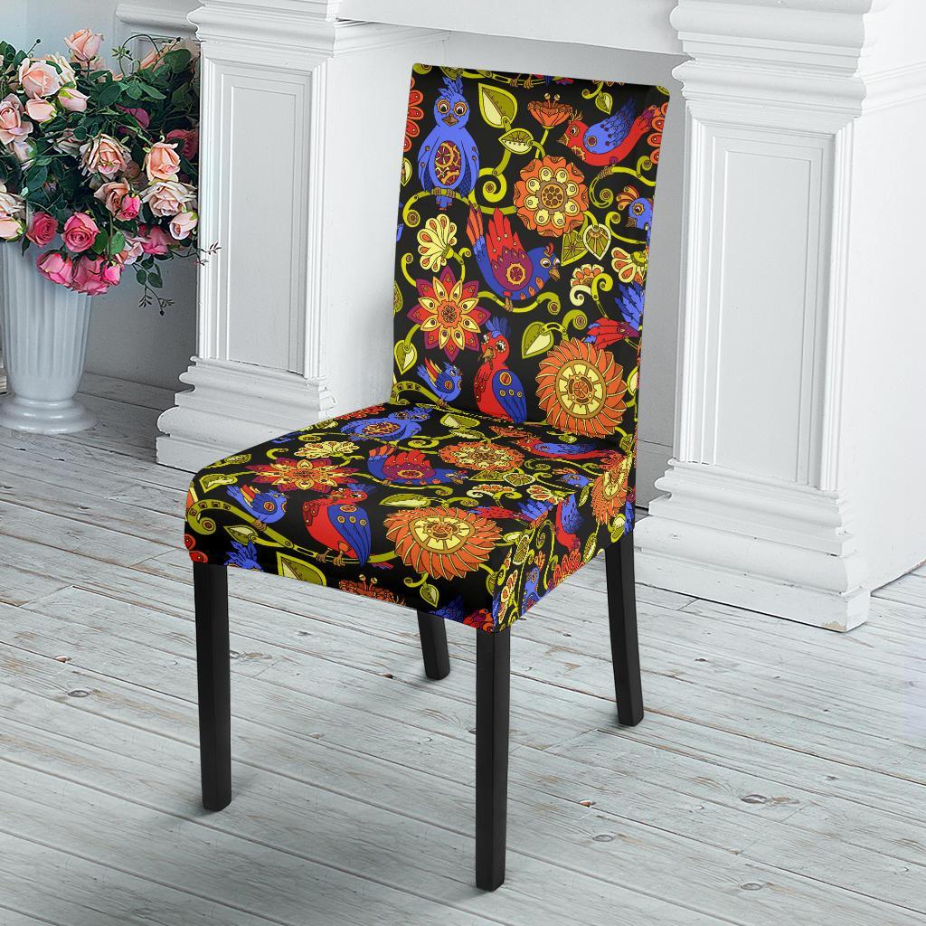 Steampunk Bird Design Themed Print Dining Chair Slipcover-JTAMIGO.COM