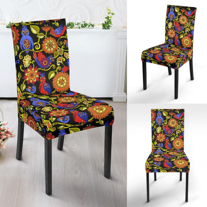 Steampunk Bird Design Themed Print Dining Chair Slipcover-JTAMIGO.COM