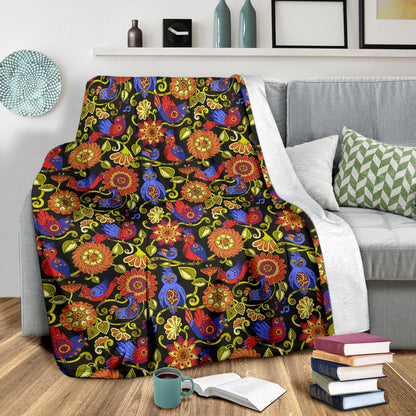 Steampunk Bird Design Themed Print Fleece Blanket