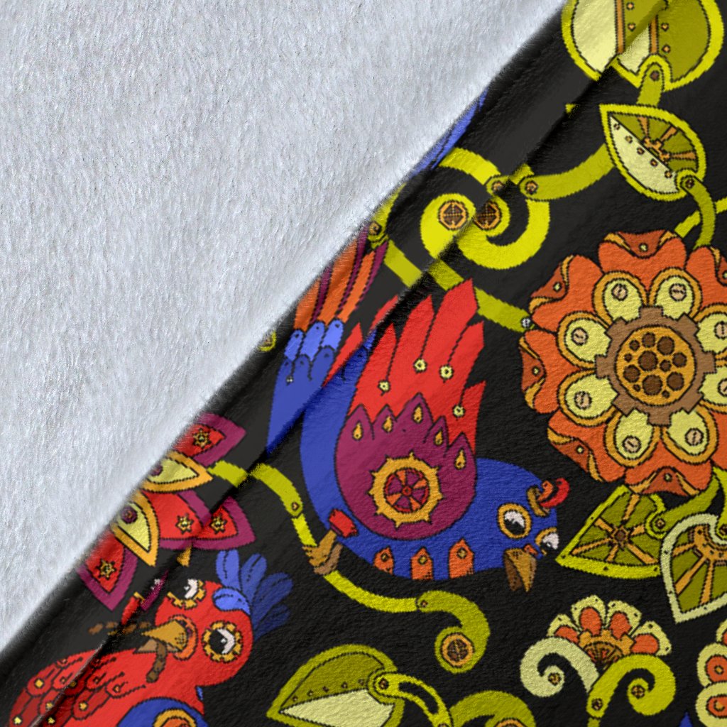 Steampunk Bird Design Themed Print Fleece Blanket