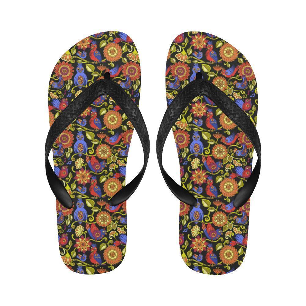 Steampunk Bird Design Themed Print Flip Flops-JTAMIGO.COM