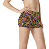 Steampunk Bird Design Themed Print High Waisted Spandex Shorts-JTAMIGO.COM