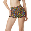 Steampunk Bird Design Themed Print High Waisted Spandex Shorts-JTAMIGO.COM