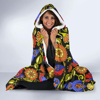 Steampunk Bird Design Themed Print Hooded Blanket-JTAMIGO.COM
