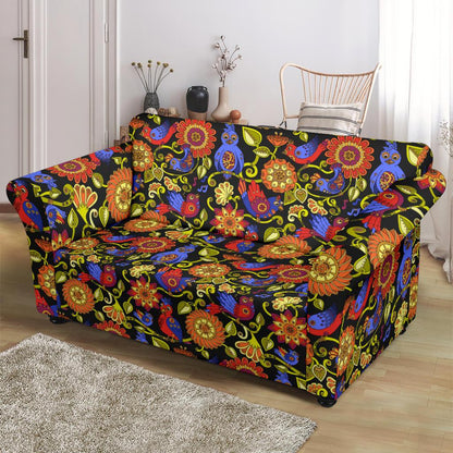 Steampunk Bird Design Themed Print Loveseat Slipcover-JTAMIGO.COM