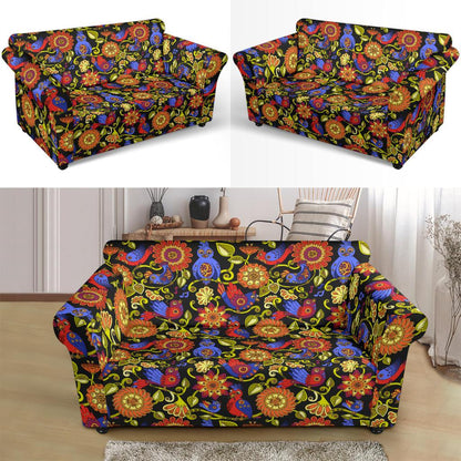 Steampunk Bird Design Themed Print Loveseat Slipcover-JTAMIGO.COM
