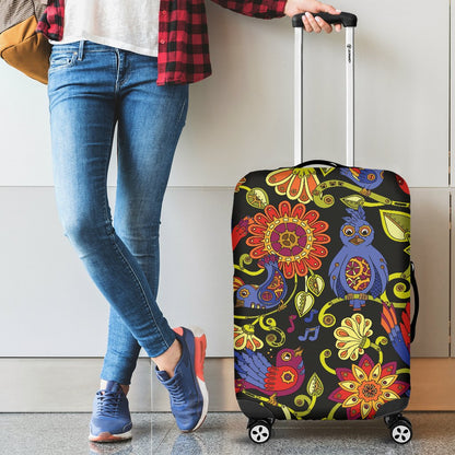 Steampunk Bird Design Themed Print Luggage Cover Protector