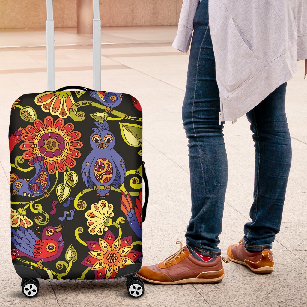 Steampunk Bird Design Themed Print Luggage Cover Protector