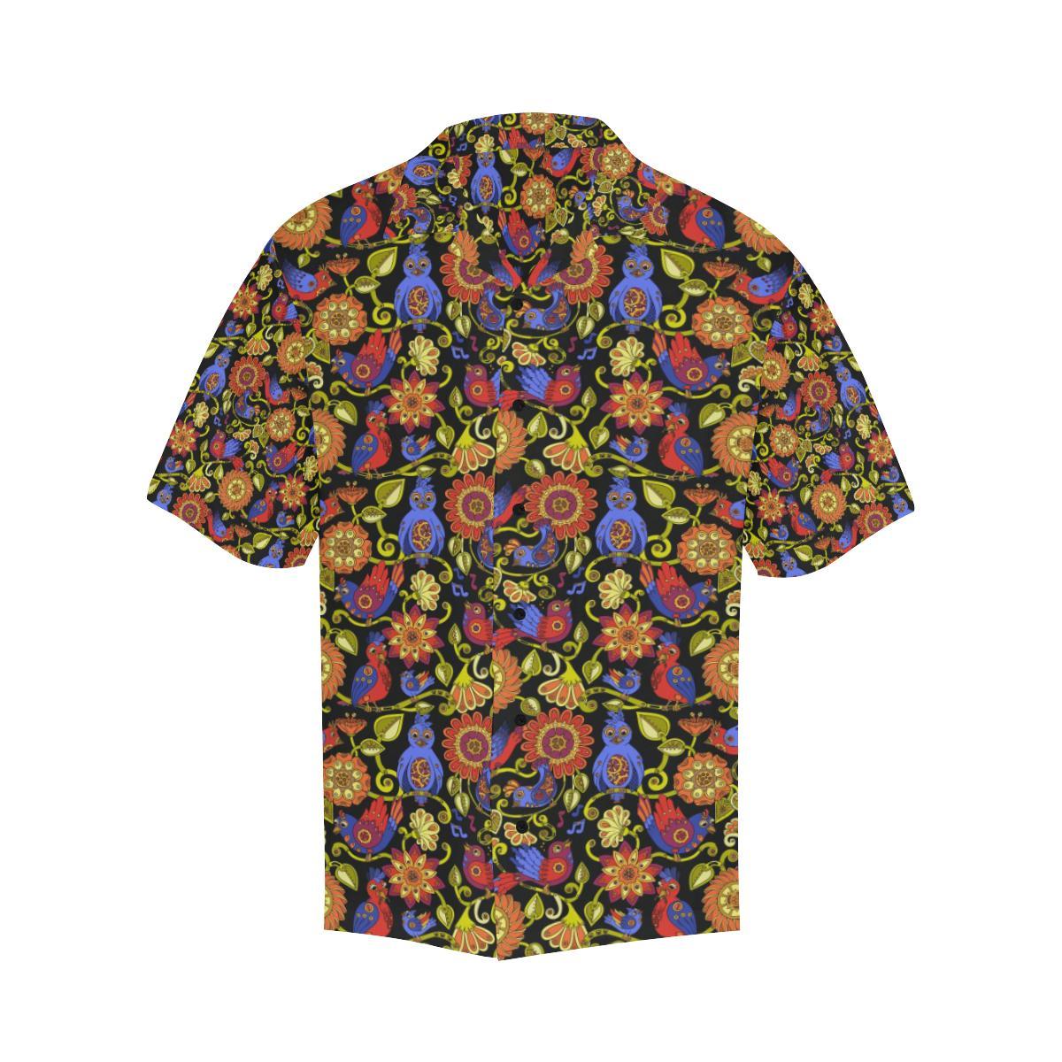 Steampunk Bird Design Themed Print Men Aloha Hawaiian Shirt