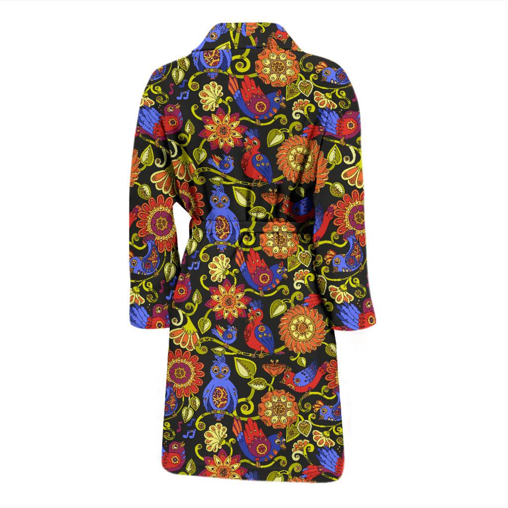 Steampunk Bird Design Themed Print Men Bath Robe-JTAMIGO.COM