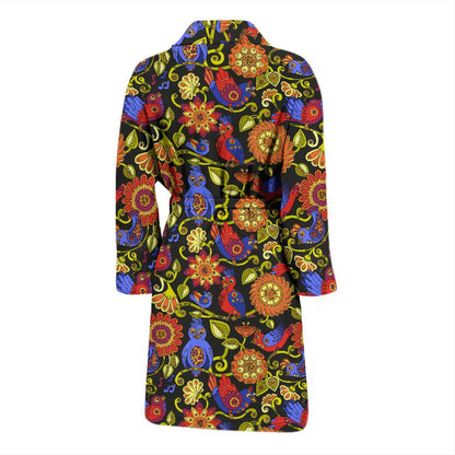 Steampunk Bird Design Themed Print Men Bath Robe-JTAMIGO.COM