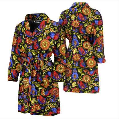 Steampunk Bird Design Themed Print Men Bath Robe-JTAMIGO.COM
