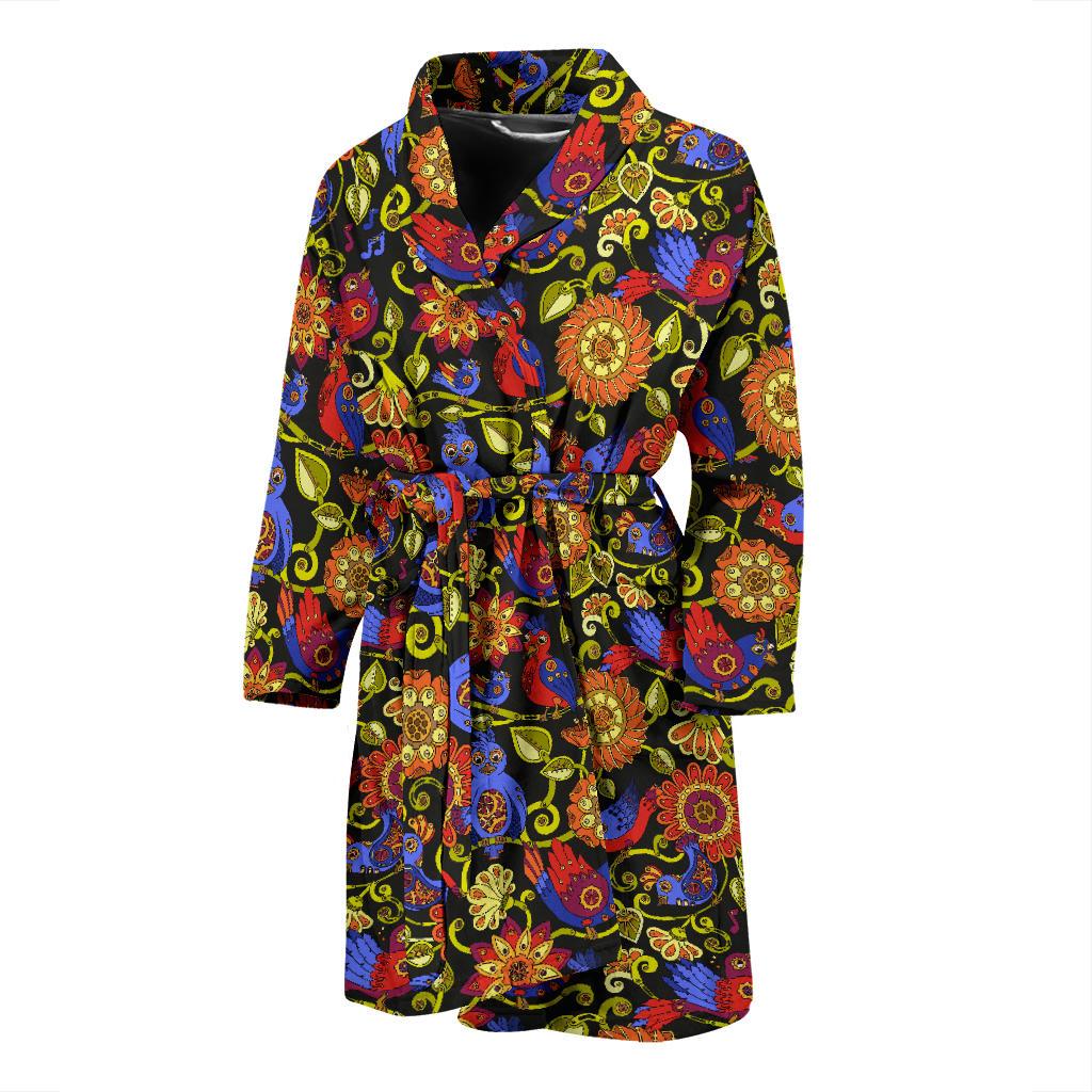 Steampunk Bird Design Themed Print Men Bath Robe-JTAMIGO.COM
