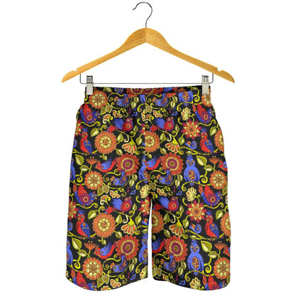 Steampunk Bird Design Themed Print Mens Shorts-JTAMIGO.COM