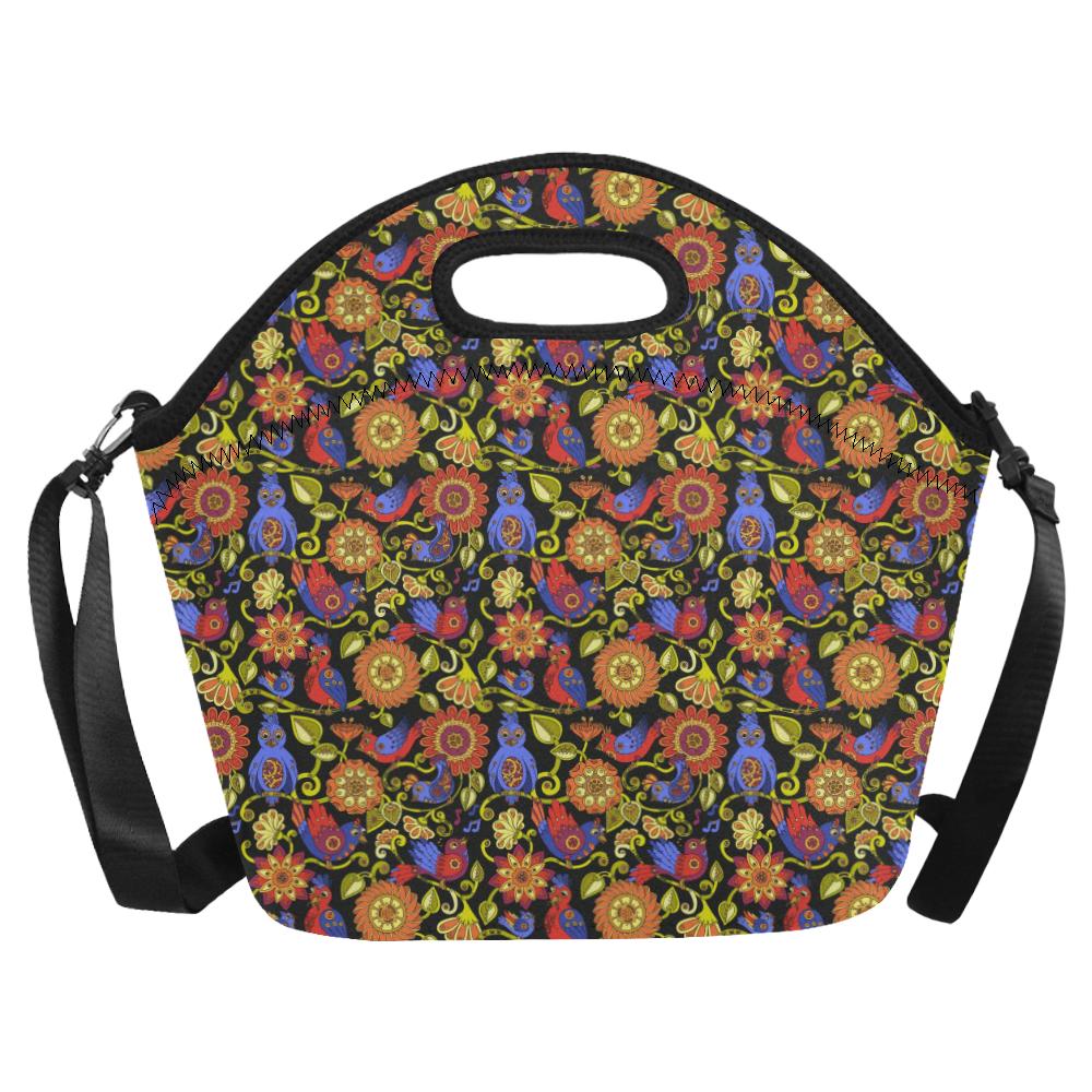 Steampunk Bird Design Themed Print Neoprene Lunch Bag (Model 1669)(Large)-JTAMIGO.COM