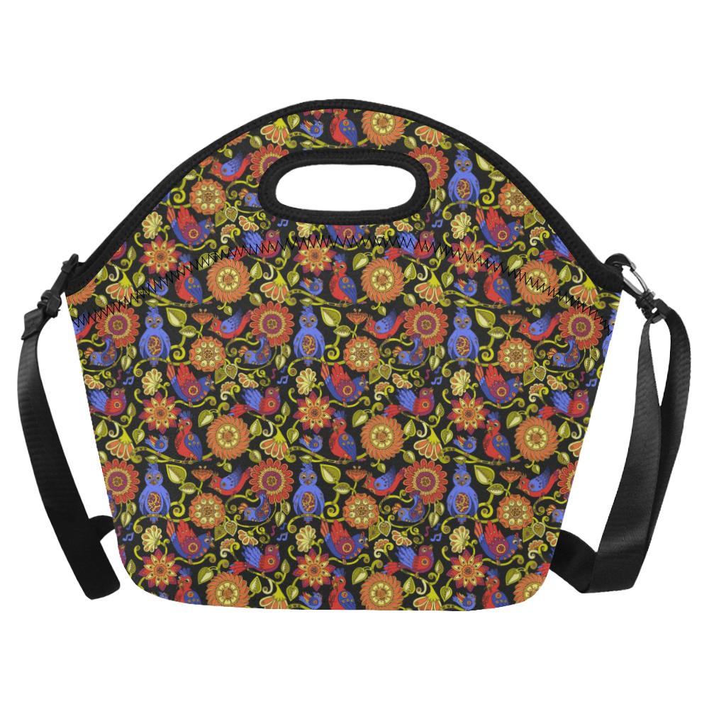 Steampunk Bird Design Themed Print Neoprene Lunch Bag (Model 1669)(Large)-JTAMIGO.COM