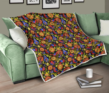 Steampunk Bird Design Themed Print Premium Quilt-JTAMIGO.COM