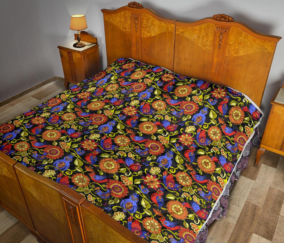 Steampunk Bird Design Themed Print Premium Quilt-JTAMIGO.COM