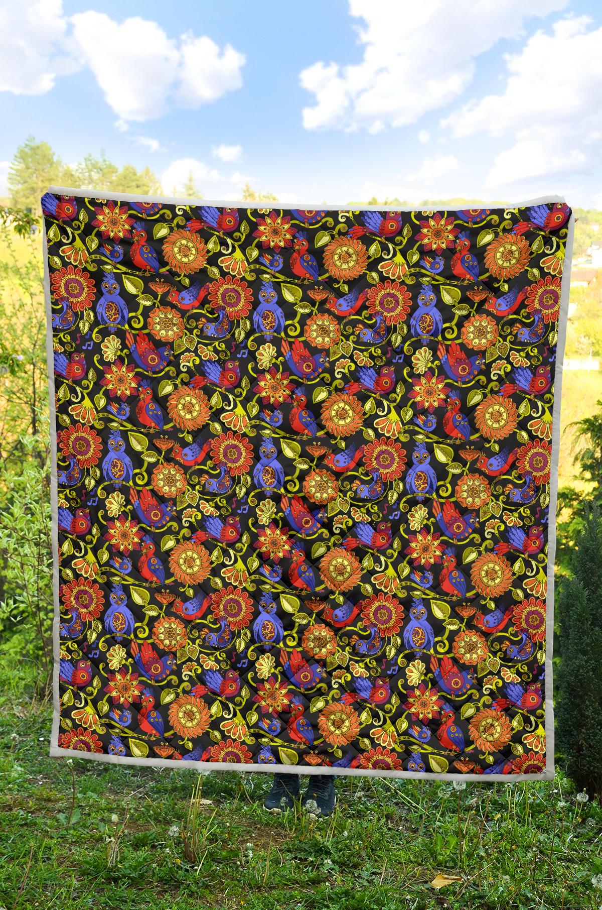 Steampunk Bird Design Themed Print Premium Quilt-JTAMIGO.COM