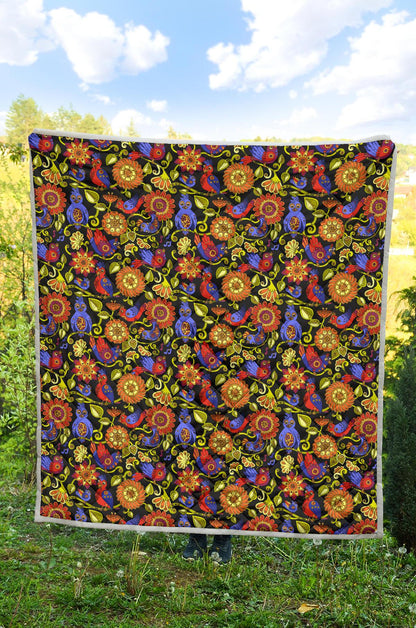 Steampunk Bird Design Themed Print Premium Quilt-JTAMIGO.COM