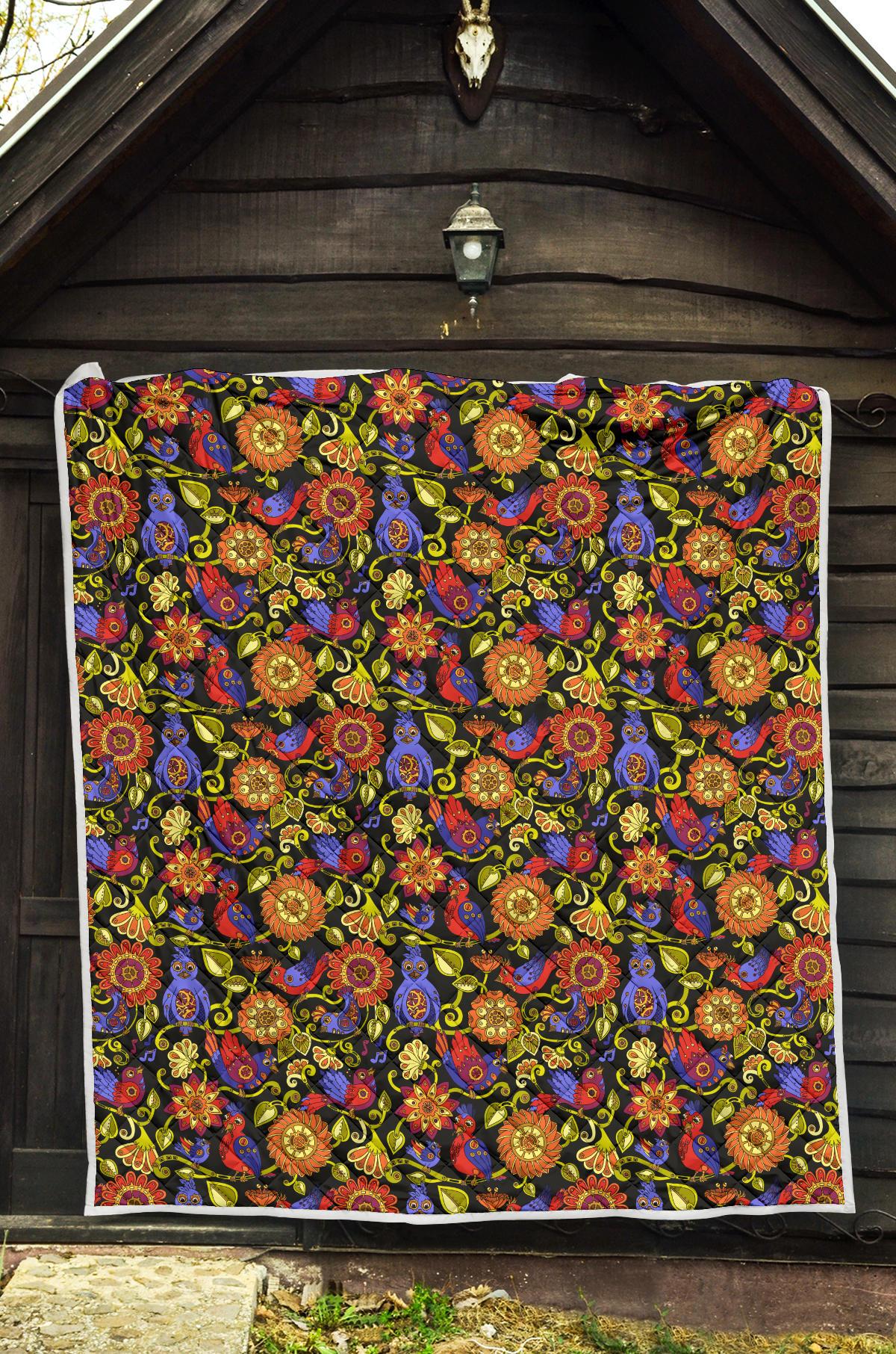 Steampunk Bird Design Themed Print Premium Quilt-JTAMIGO.COM