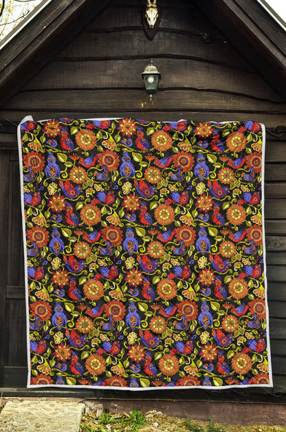 Steampunk Bird Design Themed Print Premium Quilt-JTAMIGO.COM