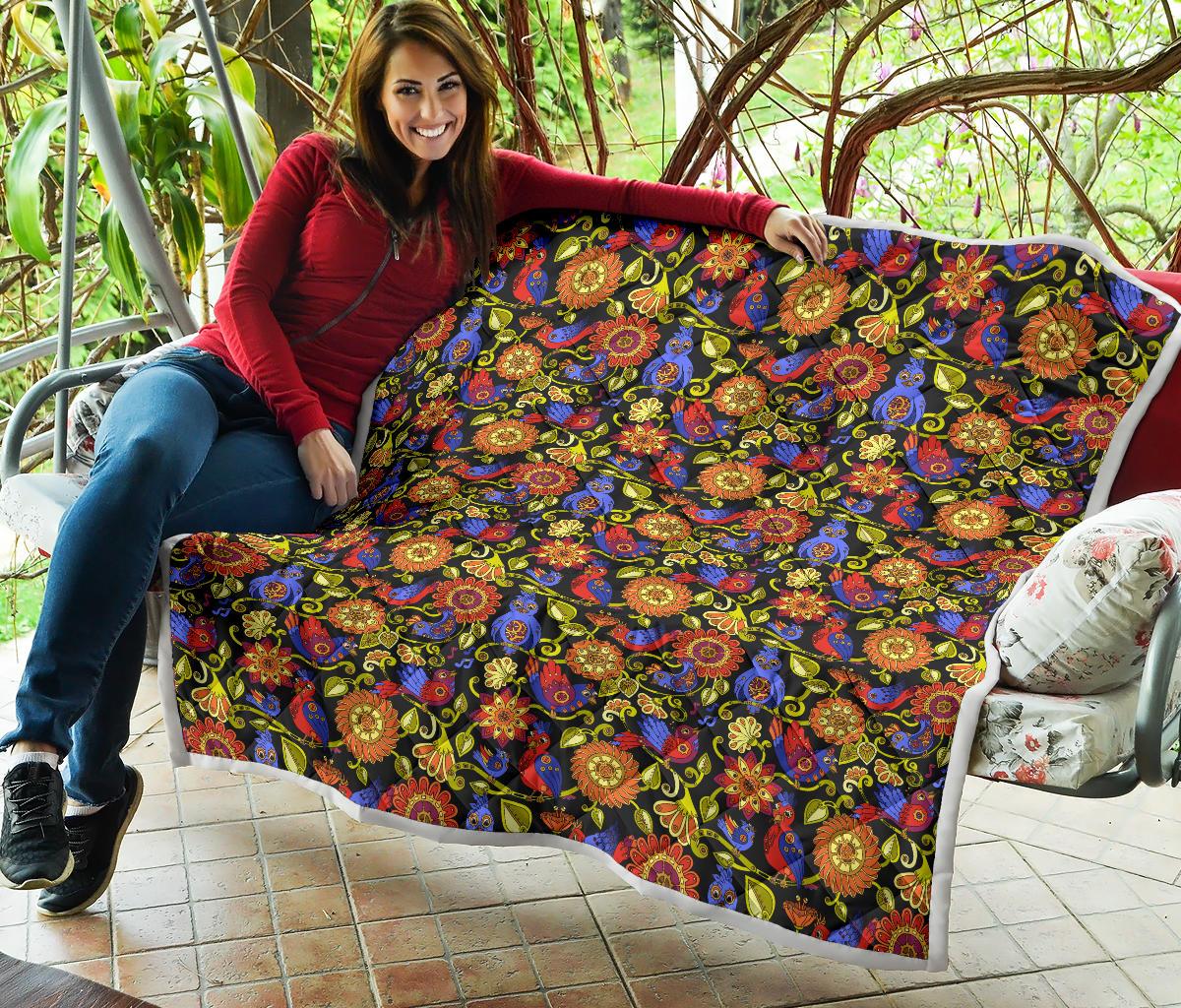 Steampunk Bird Design Themed Print Premium Quilt-JTAMIGO.COM