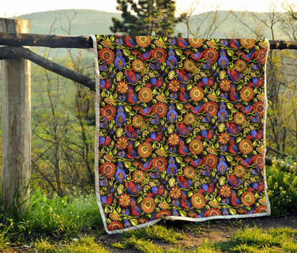 Steampunk Bird Design Themed Print Premium Quilt-JTAMIGO.COM
