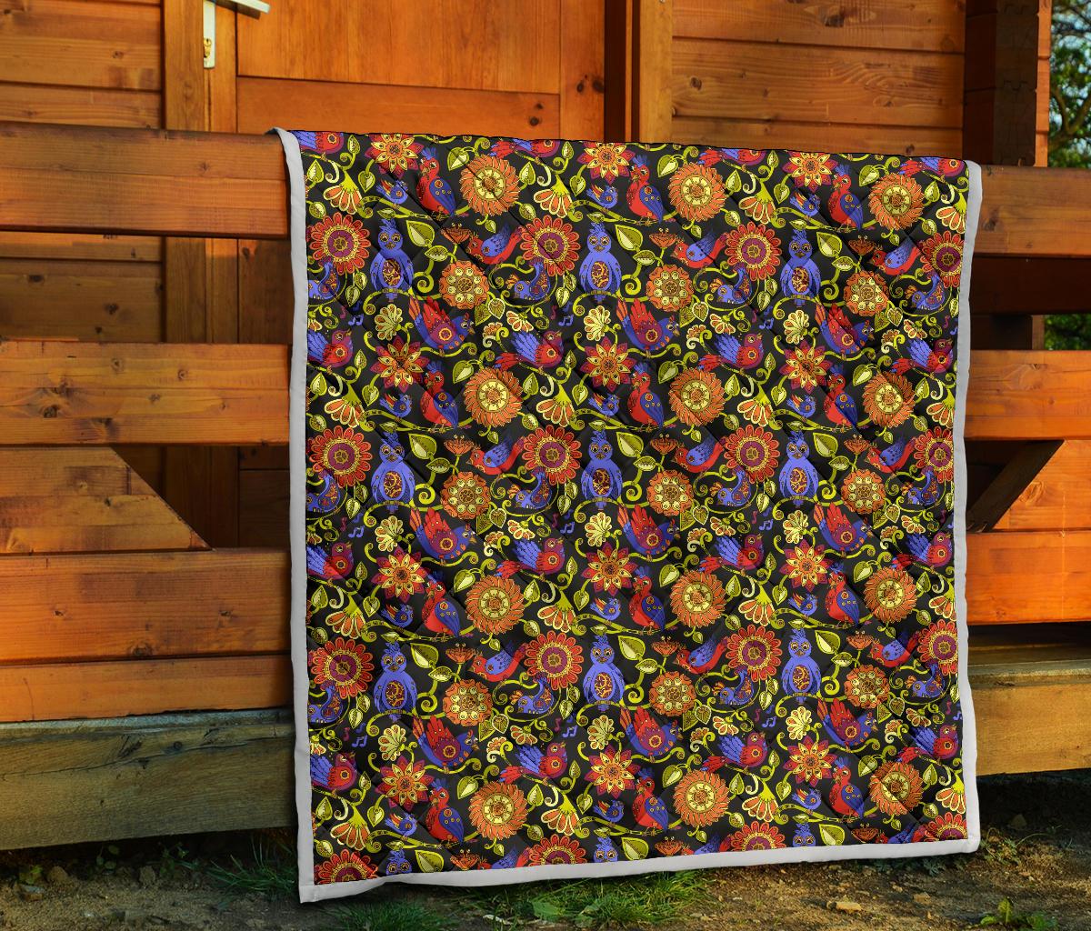 Steampunk Bird Design Themed Print Premium Quilt-JTAMIGO.COM