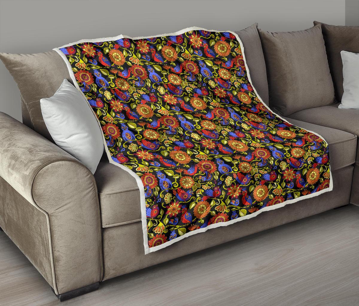 Steampunk Bird Design Themed Print Premium Quilt-JTAMIGO.COM