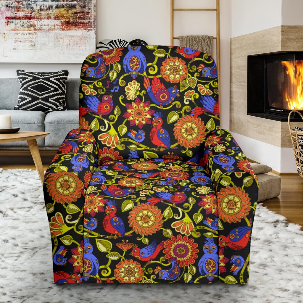 Steampunk Bird Design Themed Print Single Sofa Slipcover -JTAMIGO.COM