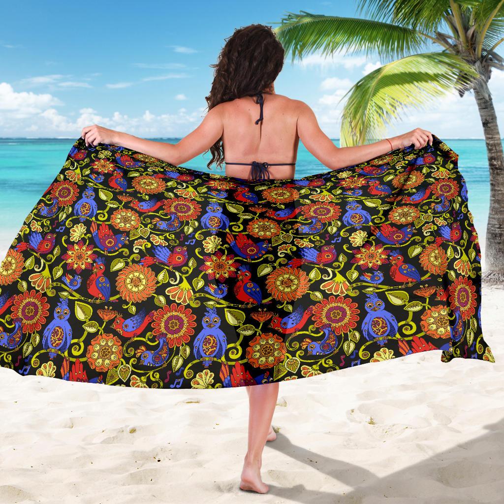 Steampunk Bird Design Themed Print Sarong Pareo Wrap