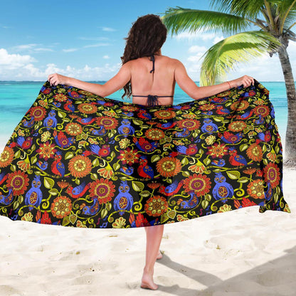 Steampunk Bird Design Themed Print Sarong Pareo Wrap