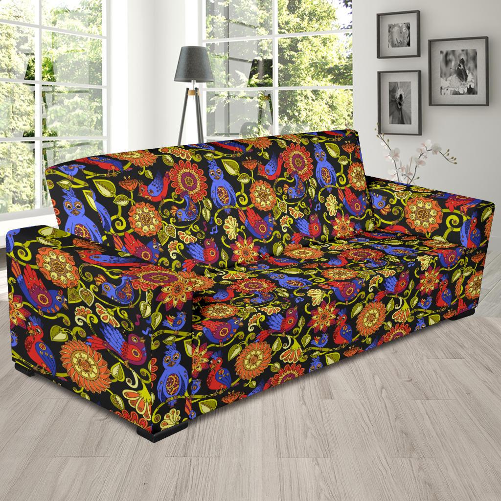 Steampunk Bird Design Themed Print Sofa Slipcover-JTAMIGO.COM