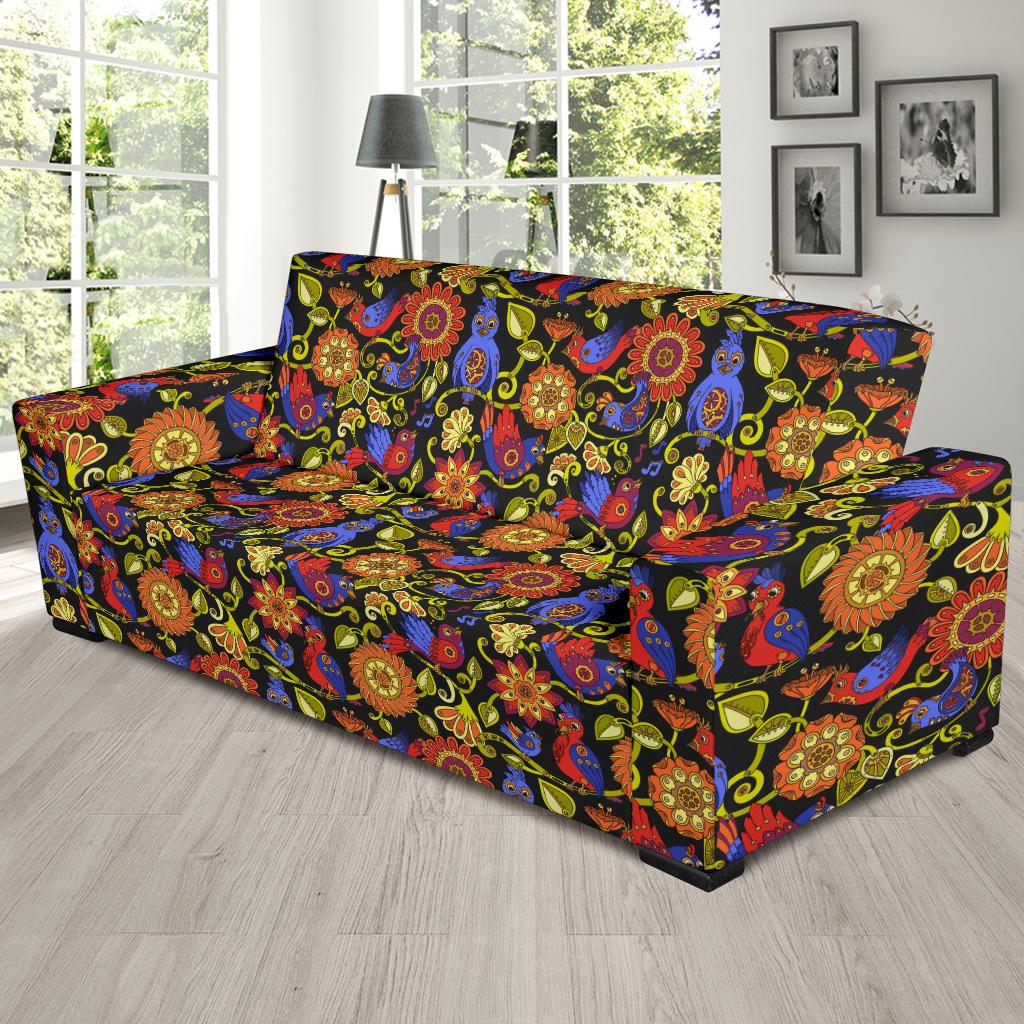 Steampunk Bird Design Themed Print Sofa Slipcover-JTAMIGO.COM