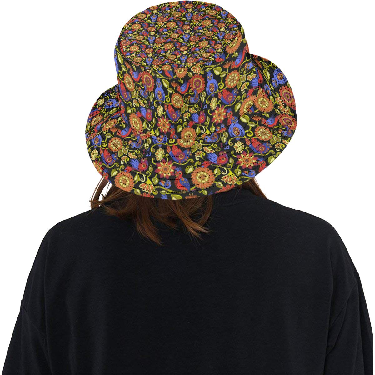 Steampunk Bird Design Themed Print Unisex Bucket Hat