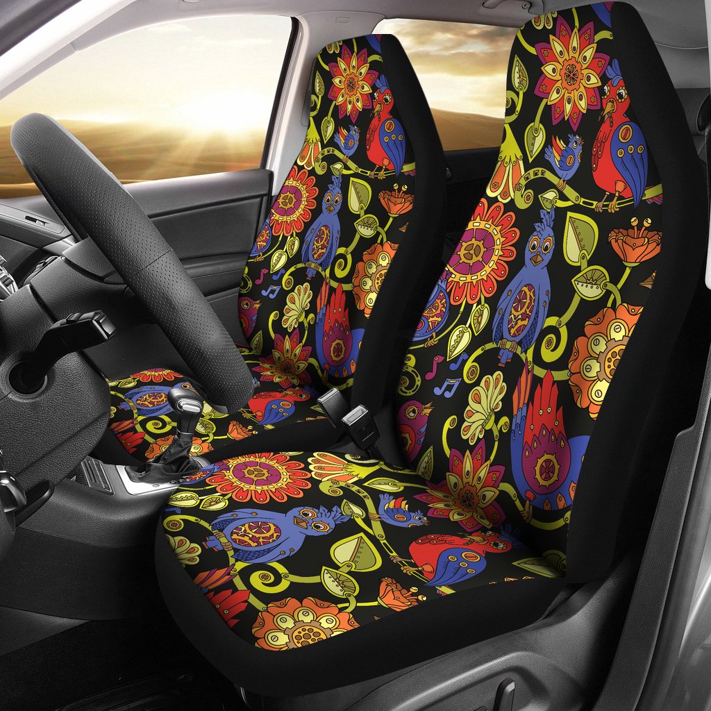 Steampunk Bird Design Themed Print Universal Fit Car Seat Covers