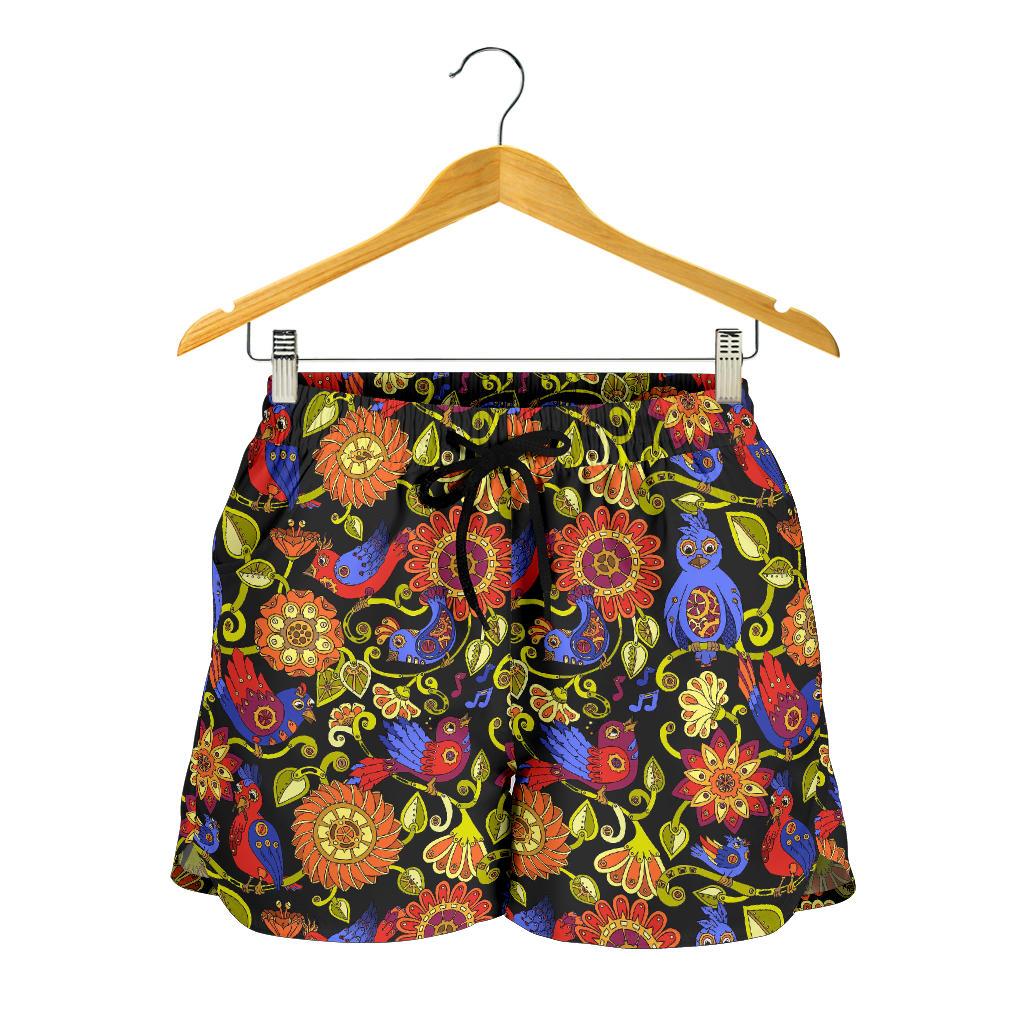 Steampunk Bird Design Themed Print Women Shorts-JTAMIGO.COM