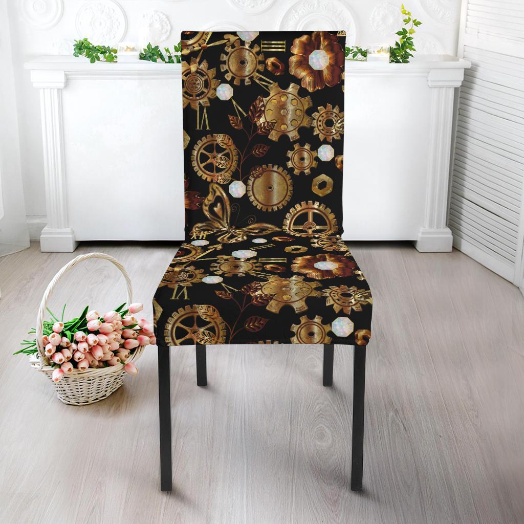 Steampunk Butterfly Design Themed Print Dining Chair Slipcover-JTAMIGO.COM