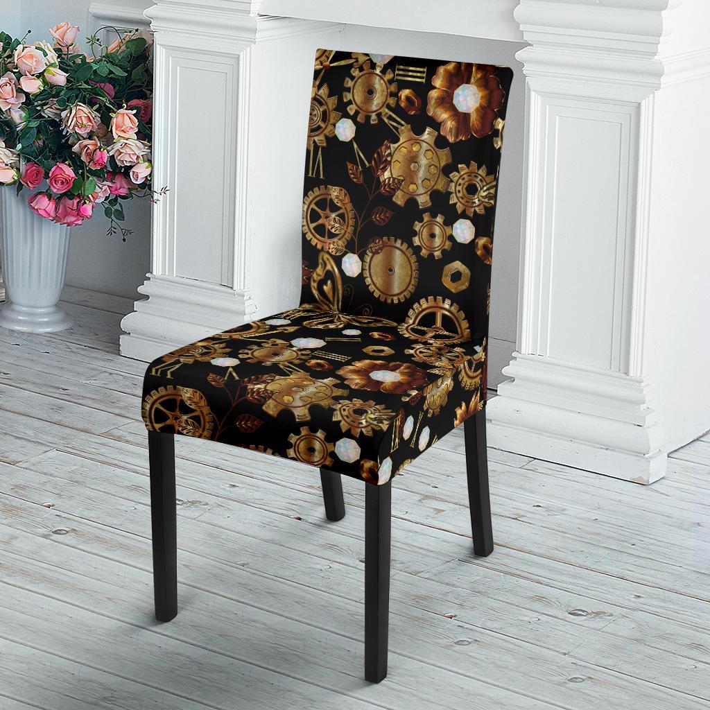 Steampunk Butterfly Design Themed Print Dining Chair Slipcover-JTAMIGO.COM