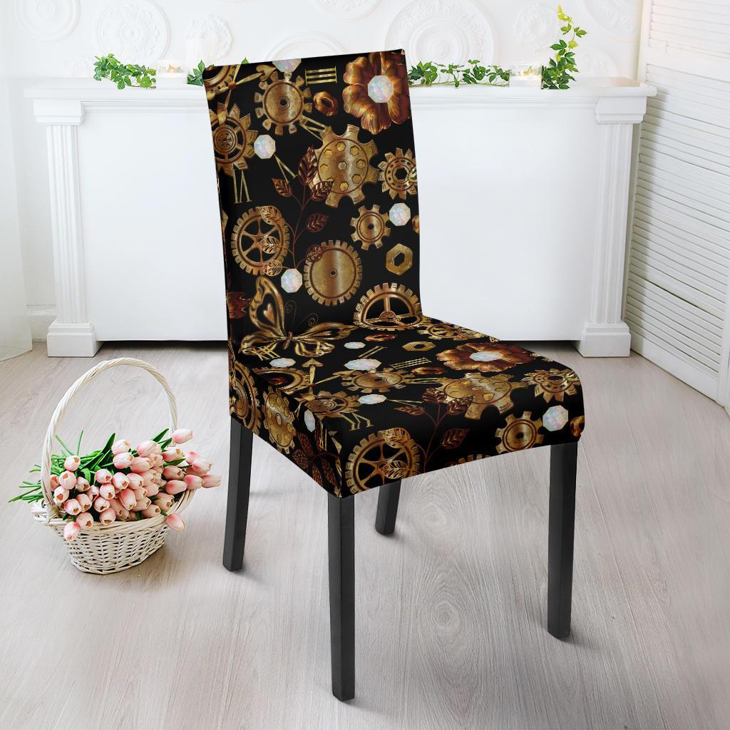 Steampunk Butterfly Design Themed Print Dining Chair Slipcover-JTAMIGO.COM