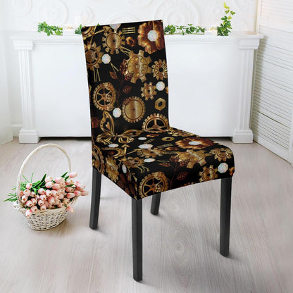 Steampunk Butterfly Design Themed Print Dining Chair Slipcover-JTAMIGO.COM