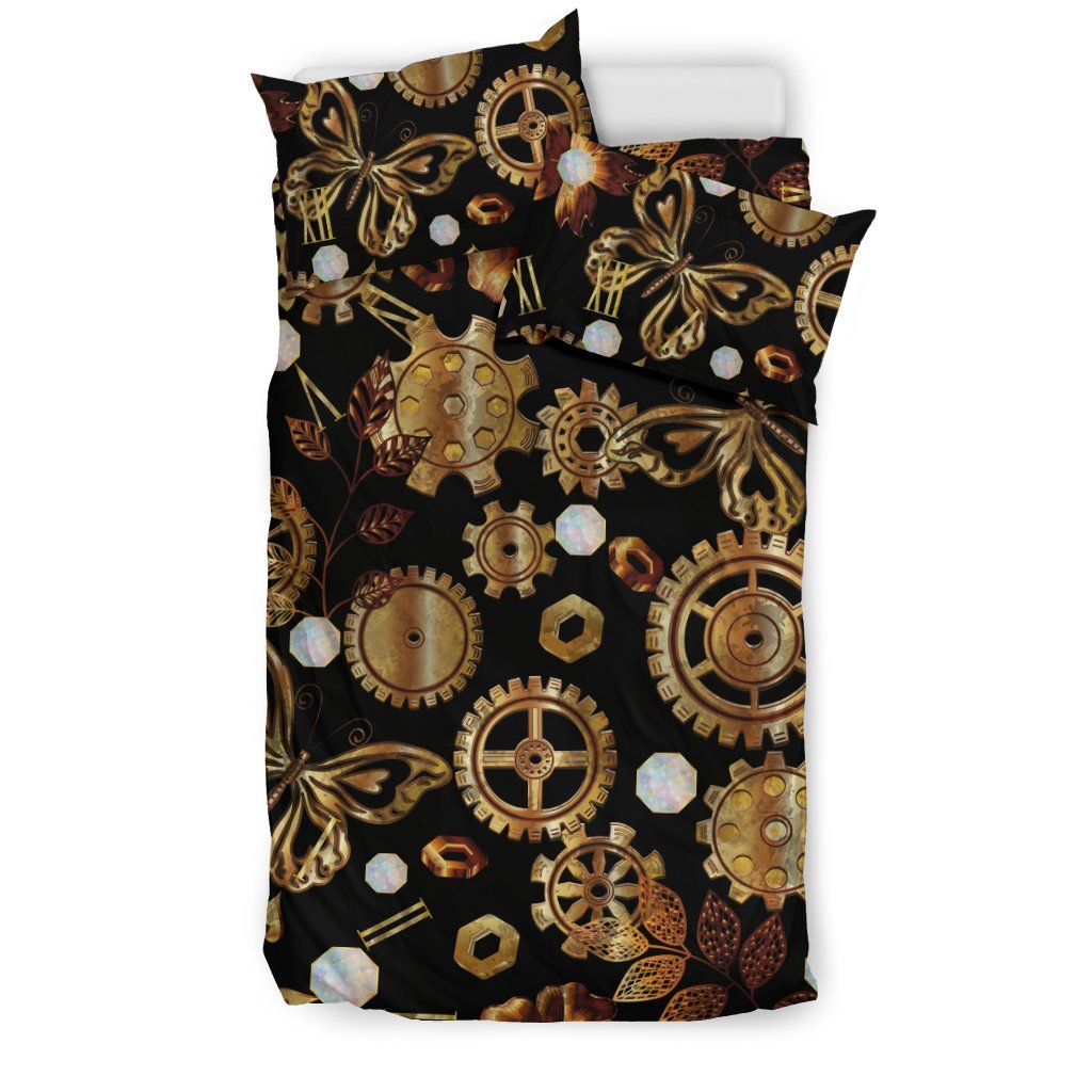 Steampunk Butterfly Design Themed Print Duvet Cover Bedding Set