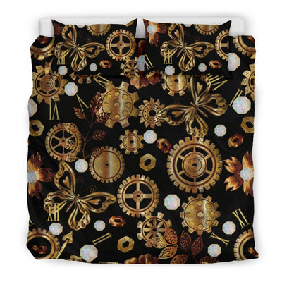 Steampunk Butterfly Design Themed Print Duvet Cover Bedding Set
